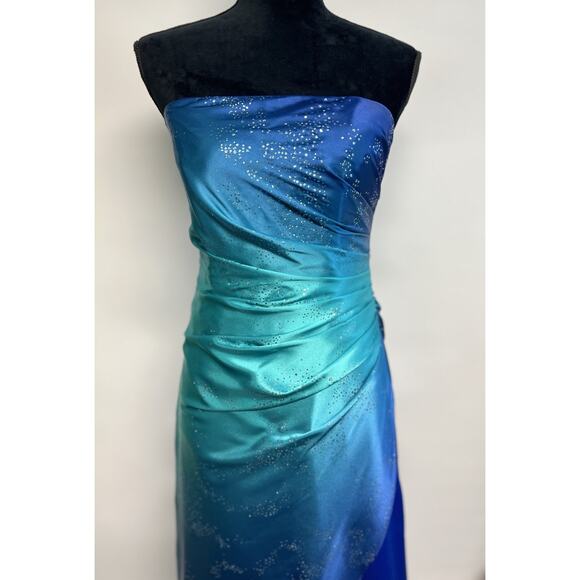 Vintage Y2K Dress Blue Ombre Fairy Hoco Prom Sparkle 7/8 Whimsigoth Formal Glam - Picture 2 of 15